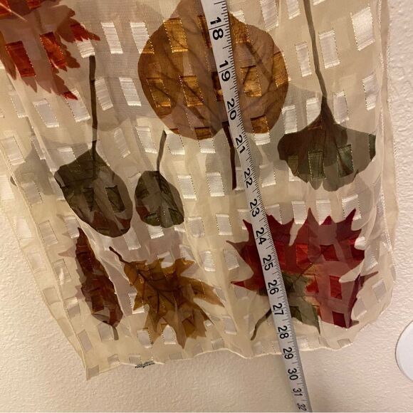 Unique semi sheer silky fall leaves print pattern scarf wrap 13x58 - Picture 3 of 4